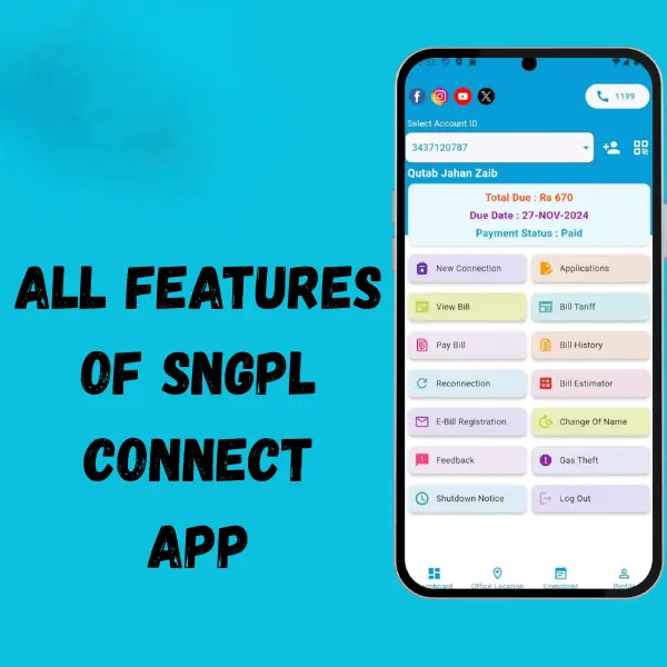SNGPL app all features image