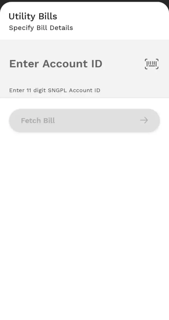 Screen shot of option of to enter consumer id